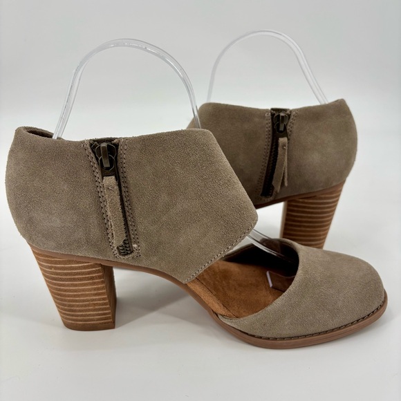 TOMS Milan Closed Toe Genuine Suede Stacked Heel Size 8 - Picture 10 of 13
